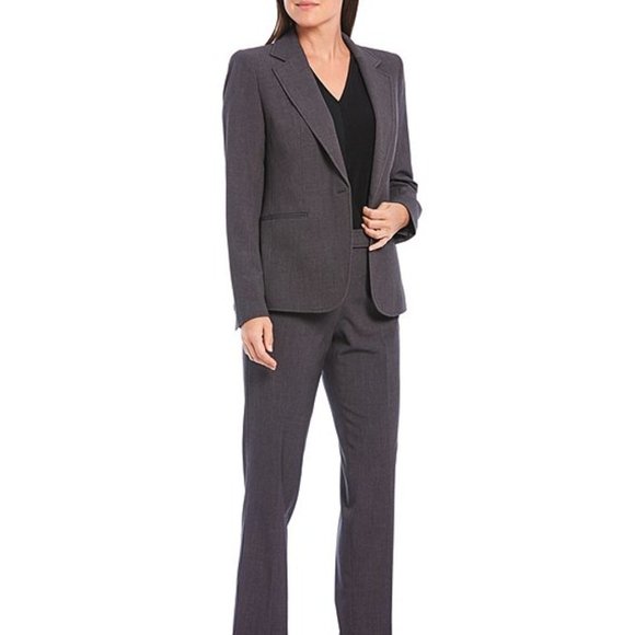 Anne Klein Melange Notch Collar One Button Jacket - Picture 3 of 7